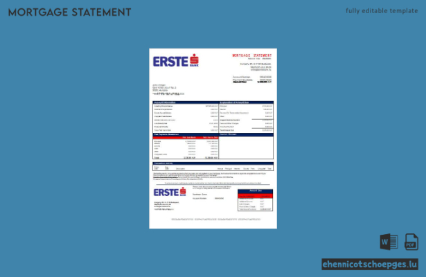 Beispiel eines Hypothekenauszugs der Erst Bank Ungarn